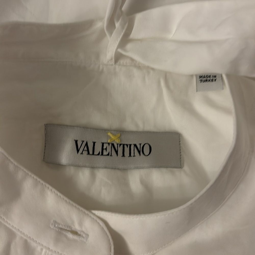 Valentino White Bow Tie Cotton Blouse - Picture 8 of 8